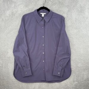 Athleta Women's Relaxed Poplin Top Purple Lavender Button Down Shirt Size Large